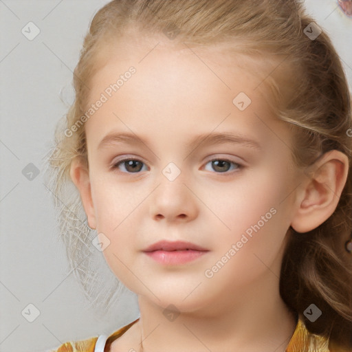 Neutral white child female with medium  brown hair and brown eyes