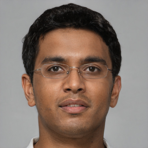 Neutral asian young-adult male with short  brown hair and brown eyes