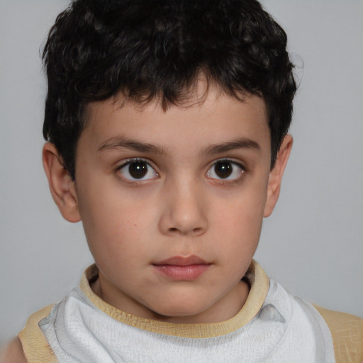 Neutral white child male with short  brown hair and brown eyes