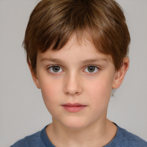 Neutral white child male with short  brown hair and brown eyes