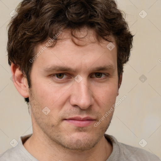 Neutral white adult male with short  brown hair and brown eyes