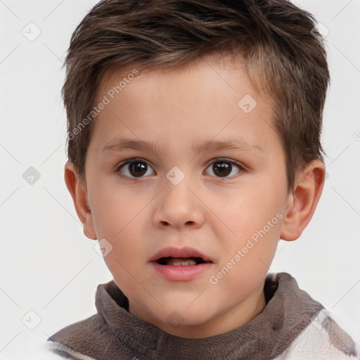 Neutral white child male with short  brown hair and brown eyes