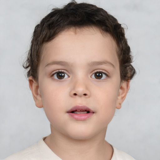 Neutral white child male with short  brown hair and brown eyes