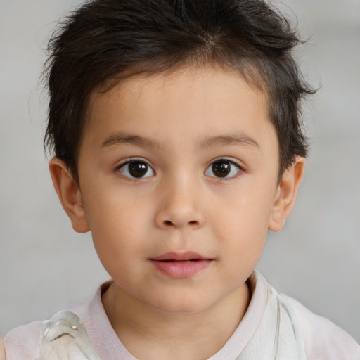 Neutral white child male with short  brown hair and brown eyes