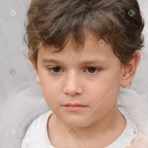 Neutral white child male with short  brown hair and brown eyes