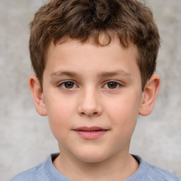 Neutral white child male with short  brown hair and brown eyes