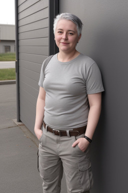 Canadian adult non-binary with  gray hair