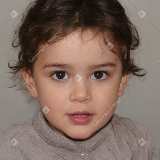 Neutral white child female with short  brown hair and brown eyes