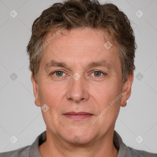 Neutral white adult male with short  brown hair and brown eyes