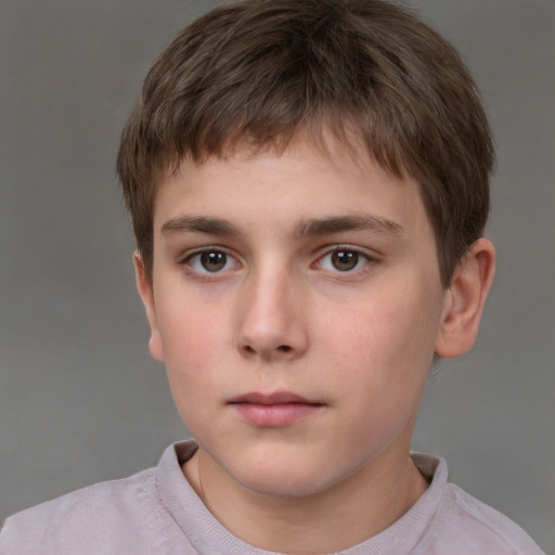 Neutral white child male with short  brown hair and brown eyes