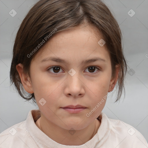 Neutral white child female with medium  brown hair and brown eyes