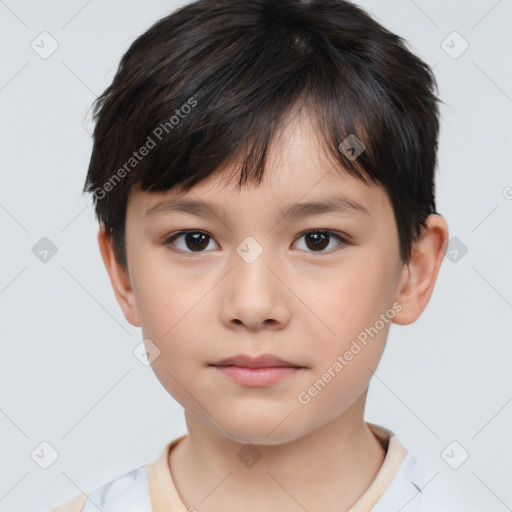 Neutral white child male with short  brown hair and brown eyes