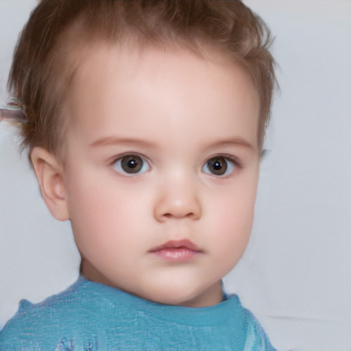 Neutral white child female with short  brown hair and brown eyes