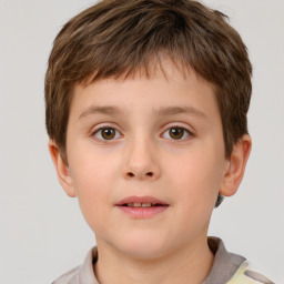 Neutral white child male with short  brown hair and brown eyes