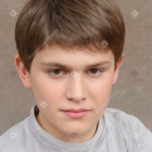 Neutral white child male with short  brown hair and brown eyes