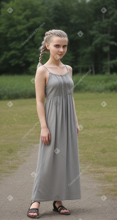 Belarusian young adult female with  gray hair