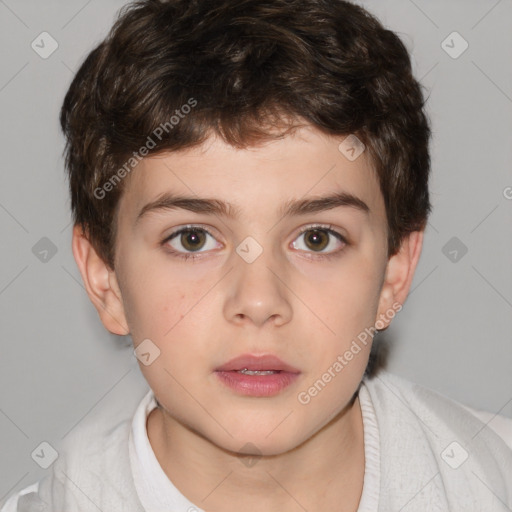 Neutral white child male with short  brown hair and brown eyes