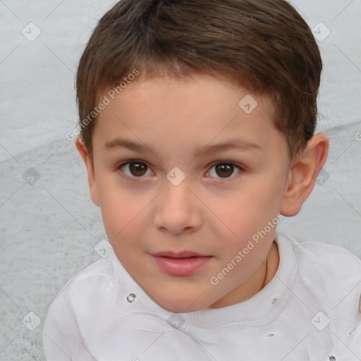 Neutral white child female with short  brown hair and brown eyes