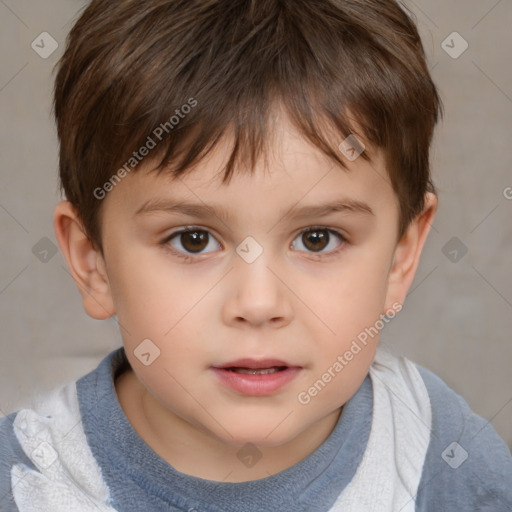 Neutral white child male with short  brown hair and brown eyes