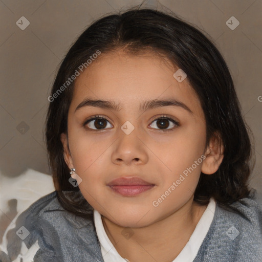 Neutral white child female with medium  brown hair and brown eyes