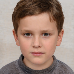 Neutral white child male with short  brown hair and grey eyes