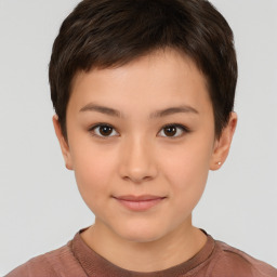 Neutral white young-adult female with short  brown hair and brown eyes