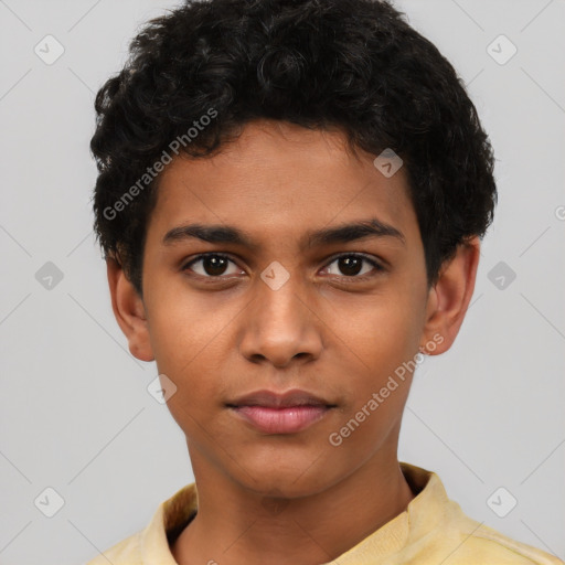 Neutral latino young-adult male with short  brown hair and brown eyes