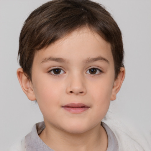 Neutral white child female with short  brown hair and brown eyes