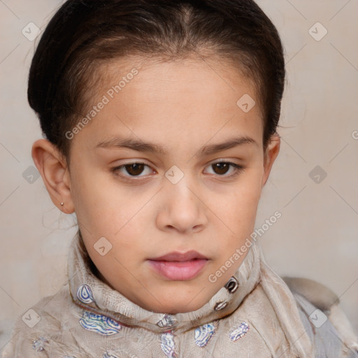 Neutral white child female with short  brown hair and brown eyes