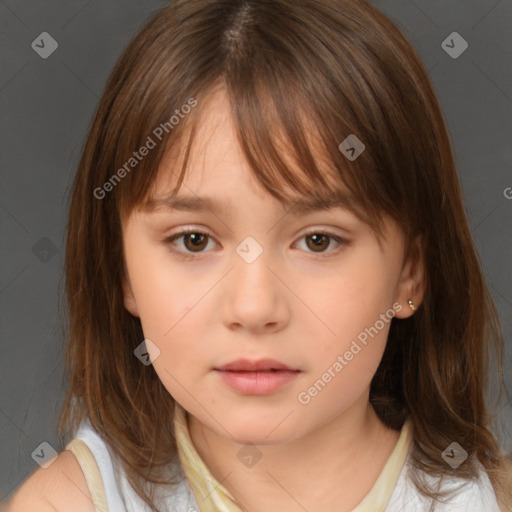 Neutral white child female with medium  brown hair and brown eyes