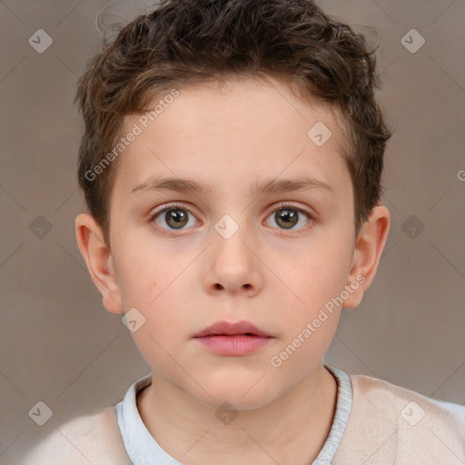 Neutral white child male with short  brown hair and brown eyes