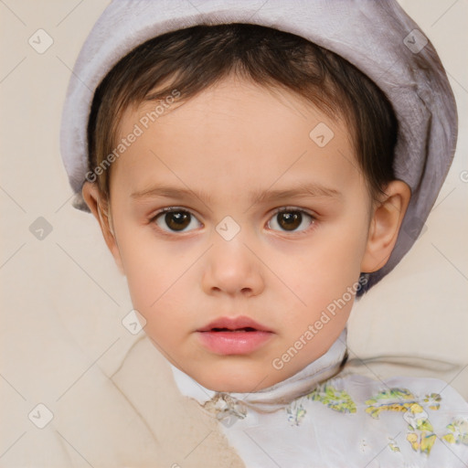 Neutral white child female with medium  brown hair and brown eyes