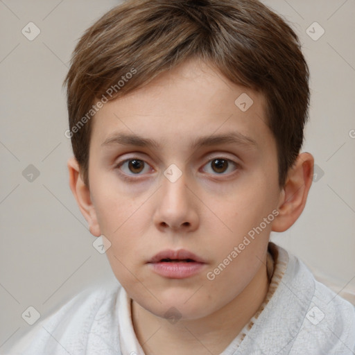 Neutral white child male with short  brown hair and brown eyes