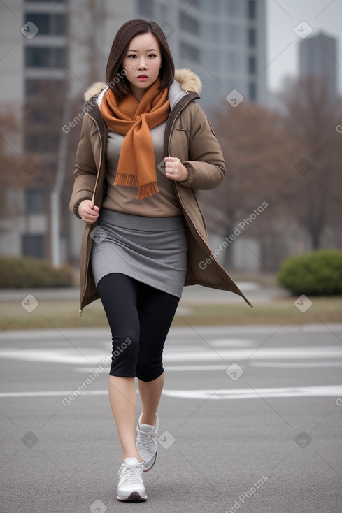 Chinese adult female with  brown hair