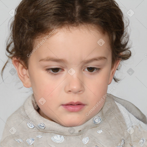 Neutral white child female with medium  brown hair and brown eyes