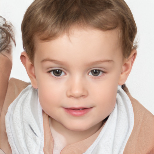 Neutral white child male with short  brown hair and brown eyes