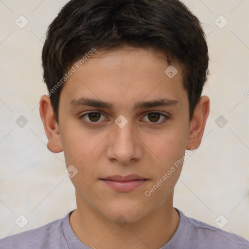 Neutral white child male with short  brown hair and brown eyes