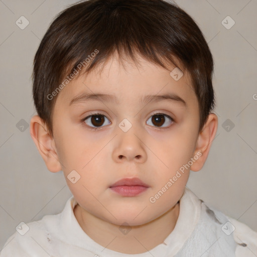 Neutral white child male with short  brown hair and brown eyes