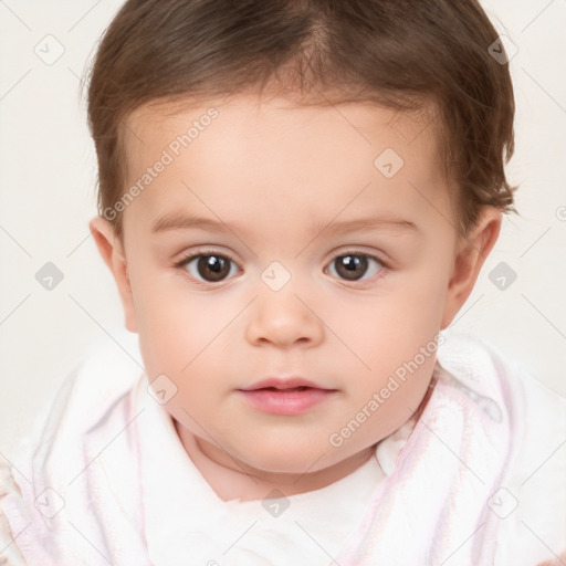 Neutral white child female with short  brown hair and brown eyes