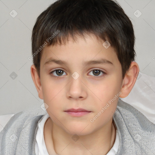 Neutral white child male with short  brown hair and brown eyes