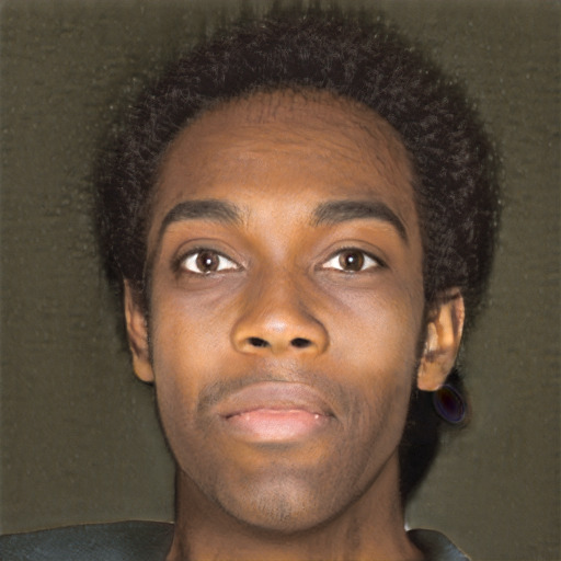 Neutral black young-adult male with short  brown hair and brown eyes