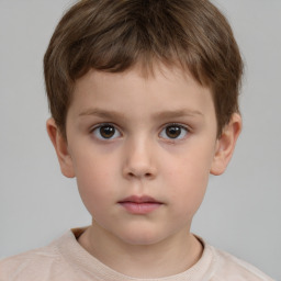 Neutral white child male with short  brown hair and brown eyes