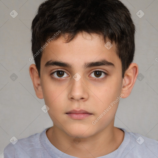 Neutral white child male with short  brown hair and brown eyes