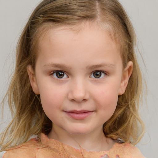 Neutral white child female with medium  brown hair and brown eyes