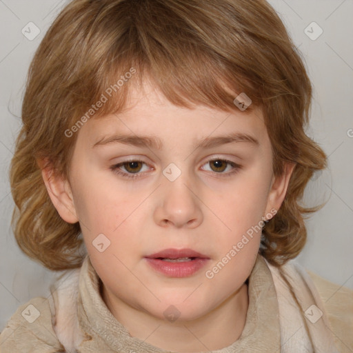 Neutral white child female with medium  brown hair and brown eyes