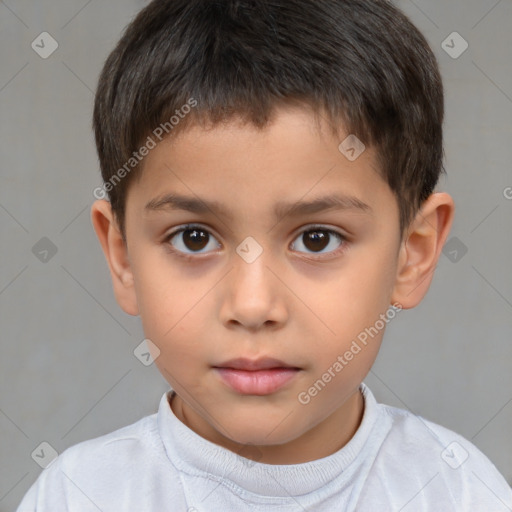 Neutral white child male with short  brown hair and brown eyes