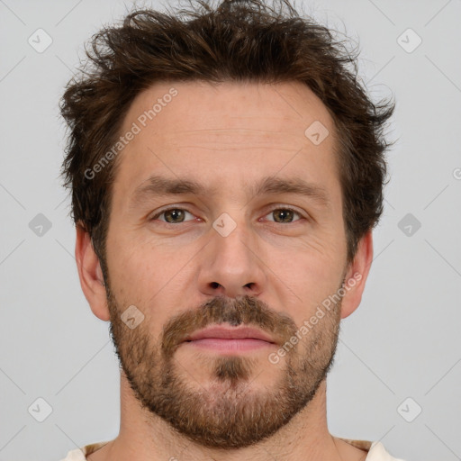 Neutral white adult male with short  brown hair and brown eyes