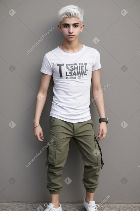 Lebanese teenager boy with  white hair