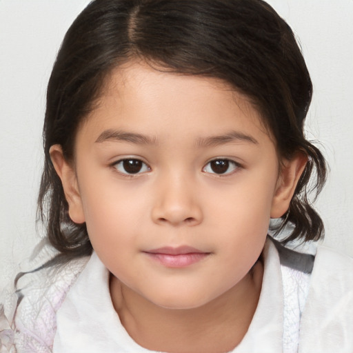 Neutral white child female with medium  brown hair and brown eyes