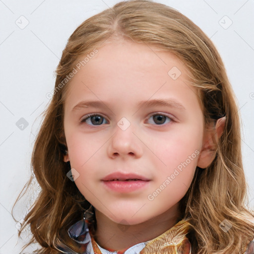 Neutral white child female with medium  brown hair and brown eyes